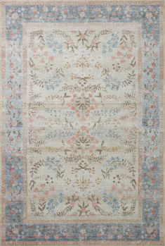 Rifle Paper Co. x Loloi Palais PAL-04 Floral / Botanical Area Rugs | Rugs Direct Floral Rugs, Rugs Direct, Nursery Baby Room, Polyester Rugs, Rug Direct, Floral Area Rugs, Big Girl Rooms, Neutral Rugs, Floral Rug