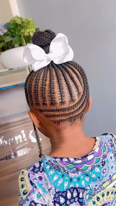 Back To School Hairstyles Black Kids Natural Hair No Braids, Medium Large Knotless, Cute Hairstyles For Black Kids, Baby Braid Styles, Freestyle Cornrows, Kids Cornrow Hairstyles Natural Hair, Toddler Braid Styles, Babies Hairstyles