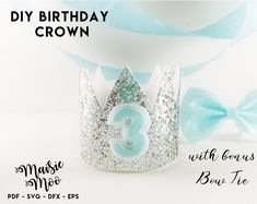 Prince Crown - 3D Mini Birthday Crown - Maisie Moo Birthday Crown Diy, Crown Cricut, Bow Tie Template, Diy Birthday Crown, Tie Template, Crown Hair Clip, Crown Diy, Crown Template, Crown Svg