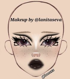 Goth Makeup Drawing, Goth Makeup Ideas Drawing, Leeeexz Makeup, Makeup Looks Drawing, Makeup Ideas Drawing, Makeup Template, Makeup Charts, Anime Eye Makeup