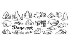 hand drawn stone rock set in black and white stock photo royaltyvector rh shutterstocker com