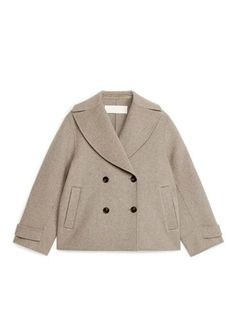 Realistic Wishlist, Wool Pea Coat, Beige Outfit, Wool Peacoat, Dark Beige, Coat Outfits, Clothes Ideas