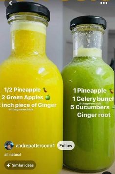 there are two bottles of green smoothies on the webpage, one is labeled pineapple