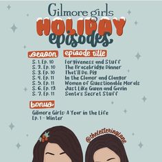 a poster with two girls in front of the words glamore girls holiday episode