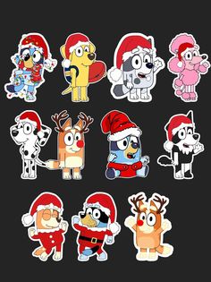 the simpsons christmas stickers are all in different shapes and sizes, including santa hats