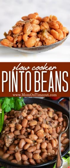 pinto beans in a pan with text overlay