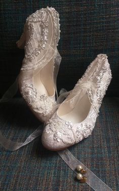 Lace Wedding Shoes for Bride With Pearls and Sequins, Low Heels - Etsy Wedding Shoes Laced, White Aesthetic Heels, Elegant Lace Wedding Shoes, White Pearl Shoes, White Princess Shoes, Elegant Wedding Shoes With Lace Work, White Lace Wedding Shoes For Bride, Formal Lace Wedding Shoes With White Laces, Formal Wedding Shoes With White Lace