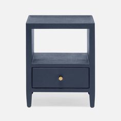 the side table with two drawers and one drawer in blue, on a white background