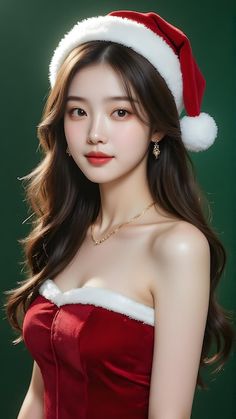 A woman wearing a santa hat with a santa hat on it | Premium AI-generated image Casino Girl, Starlight Princess, Red Colour, Santa Hat, Slot Gacor, Red Color, Asian Beauty, Anatomy, A Woman