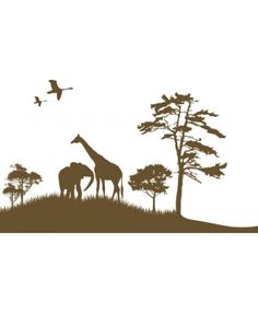 two giraffes and an elephant are standing in the grass