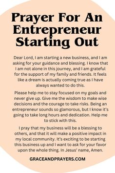 prayer for an entrepreeur starting out