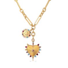 PRICES MAY VARY. STYLISH DESIGN：This gold choker necklace features a large heart-shaped and a sun pendant that hangs from a chunky chain. A trendy Heart pendant necklace with chunky chain for a hip hop aesthetic. QUALITY Vintage Jewelry：This gold heart necklace is made of quality Brass with a rich 18K gold plated finish, making it the wonderful necklace choice for non-tranish wear. Non-fading, non-nickel, non-lead and hypoallergenic for comfortable wear. ADJUSTABLE SIZE: With adjustable chain, t Gold Plated Heart Necklace With Paperclip Chain, Chunky Charm Necklace, Chunky Jewelry Necklace, Hop Aesthetic, Chunky Gold Jewelry, Choker Chain Necklace, Necklace Aesthetic, Chunky Choker, Thoughtful Gifts For Her