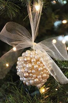 a christmas ornament hanging from a tree