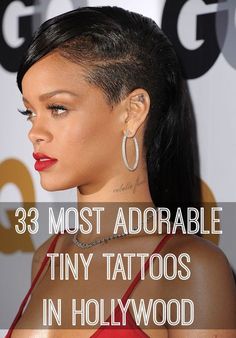 an image of a woman with tattoos on her chest and the words 38 most adorable tiny tattoos in hollywood