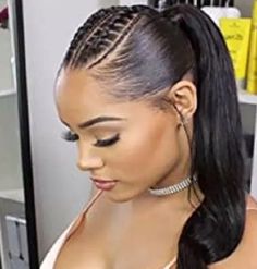 Straight Drawstring Ponytail 1 Piece extension women natural color black 24" | eBay Sleek Ponytail Hairstyles, Weave Ponytail Hairstyles, Black Ponytail Hairstyles, Hair 2018, A Pony, Braid Tutorial, Sleek Ponytail, Braided Bun, Ponytail Styles