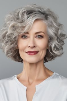 Modern Hairstyle Bob With Bangs Short Hairstyle Inspiration Attractive Features, Medium Long Haircuts, Grey Curly Hair, Short Silver Hair, Short Grey Hair, Haircut For Older Women, Curly Bob Hairstyles, Penteado Cabelo Curto