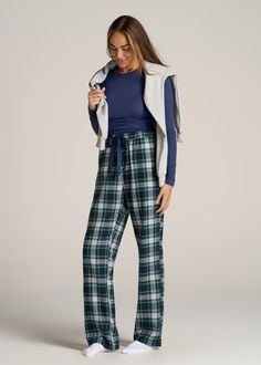 About Our Women’s Tall Flannel Pajamas You’ll never want to get out of bed when you’re wearing these women’s tall pajama pants. For years, tall women have had to settle for PJs that are way too short and fit in all the wrong places, but not anymore. You loved our classic flannel PJs and now we’re bringing you a pair with a regular fit and an open-bottom leg with all the length you need. These pajama pants have been designed exclusively for women between 5’9” and 6’6” with two different length op Flannel Pj Pants, Flannel Pjs, Flannel Pajama Pants, Ankle Socks Women, Get Out Of Bed, Flannel Women, Flannel Pajamas, Pj Pants, Chino Jeans