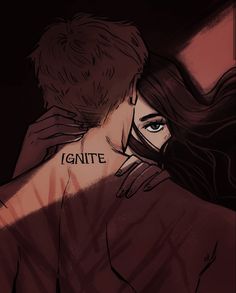 a drawing of a man and woman with the words ignite written on their backs