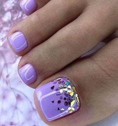 Toenails With Rhinestones, Pedicure Nail Designs, Pedicure Designs Toenails, Gel Toe Nails, Toe Nail Color, Pretty Toe Nails, Cute Toe Nails, Summer Toe Nails, Pedicure Designs