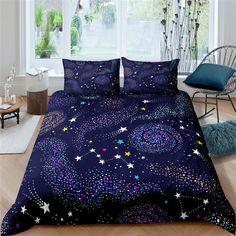 Galaxy Purple Duvet Cover Set Starry Night Bedspread, Dorm Bedding with Pillowcase, King Duvet Cover Full, Queen Duvet Comforter Cover Twin Bedding Aesthetic, Boring Bedroom, Galaxy Bedroom, Galaxy Bedding, Purple Duvet, Room Decor Dorm, Purple Duvet Cover, European Beds, Nebula Space