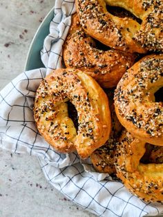 bagels with sesame seeds and poppy seeds in a bowl