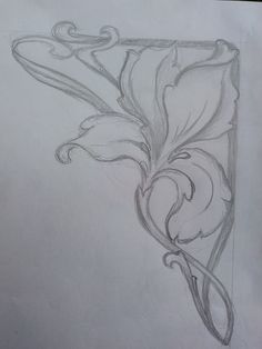 a pencil drawing of a flower with swirls on it's back and sides