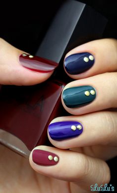 Jewel tones. Jewel Tone Manicure, Ongles Beiges, Quick Nail Art, Unghie Nail Art, Fall Nail Art Designs, Fall Nail Art, Nail Art Inspiration, Manicure E Pedicure, Nail Tutorials