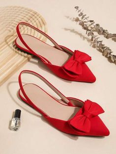 Red Shoes Flats, Half Shoes, Pretty Sandals, Elegant Sandals