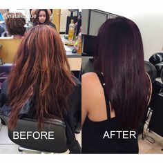 A client came in with brown hair with caramel highlights to now it's a plum. 5VR Redken Plum Brown Hair Color, Dark Plum Brown Hair, Plum Brown Hair, Brown Hair With Caramel, Hair Color Plum, Brown Hair With Caramel Highlights, Plum Hair, Dark Brunette Hair, Redken Hair Products