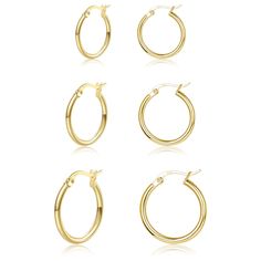 PRICES MAY VARY. 【Hoop Earrings Set for Women】 These gold hoop earrings for women are a timeless accessory that never goes out of style. The sleek, minimalist look is perfect for everyday wear, and can be paired with other earrings for a trendy, layered look. 【Perfectly Sized】Available in three different sizes ( 30mm/ 1.18in,40mm/1.57in,50mm/1.97in), these small gold hoop earrings are versatile enough to suit any occasion. From casual to formal, these earrings add just the right amount of elegan Gold Hoop Earrings Target, Hoop Earrings Sets, Veneer Cosplay, Cute Earrings Hoops, Burr Basket, Gold Earrings Hoops, Real Gold Earrings, Jewelry For Christmas, Small Gold Hoop Earrings