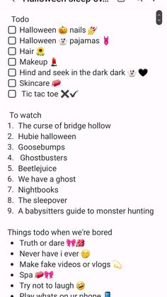 the halloween sleep list is shown on an iphone
