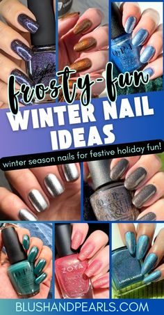 Frosty-Fun Winter Nail Ideas 2024/2025. Browse nail polish colors for winter nail designs for the frigid season! | festive nail colors | christmas nails ideas | new years eve nail colors | glitter winter nails | gel winter nails | acrylic winter nails | blue nails | black nails | red nails | silver nails | gold nails. OPI nail colors winter. white nails.