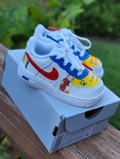 Curious George Custom Shoes, Curious George Birthday Outfit, Custom Baby Shoes, Nike Shoes For Boys, Curious George Birthday, Shoes Wallpaper, Custom Shoes Diy, Diy Sneakers, Prom Dress Shoes