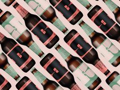 an image of beer bottles on a pink background