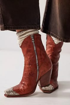 Brayden Western Boots | Free People How To Style Cowgirl Boots, Western Chic Fashion, Cowboy Shoes, Cotton Casual Pants, Western Chic, Coastal Cowgirl, Shorts With Tights, Cowgirl Boots, Stacked Heel