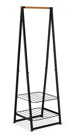 Organize your clothes beautifully with Brabantia's Linn Garment Rack. This free-standing garment rack, with sturdy bamboo rod and two height-adjustable shelves, holds its own in any home. Use Linn as a drying rack for planet-friendly drying or use her for airing your clothes in style by displaying them on clothes hangers on the sturdy rod. Need some stylish storage space? Linn is happy to help out. Perfect for your bedroom, laundry room or front hall! Brabantia Black Steel Freestanding Clothing Small Clothes Rack, Standing Clothes Rack, Bedroom Laundry Room, Bamboo Rods, Bedroom Laundry, Hanging Hats, Portable Closet, Garment Rack, Clothes Rail