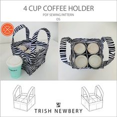 four cup coffee holder patterns and instructions to make them look like they are in the same bag