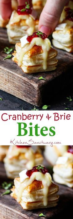 the cranberry and brie bites are ready to be eaten