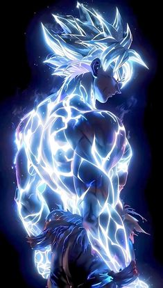 the dragon is lit up in blue and white light, with his arms spread out