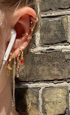 a person with ear piercings on their ears