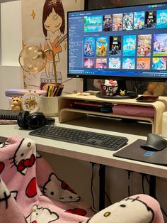 a desktop computer sitting on top of a desk next to a keyboard and mouse in front of a monitor