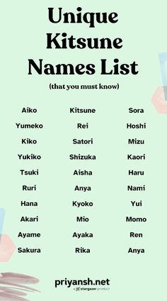 the unique names list for all kinds of people in this language, and how to use them