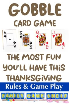 Gobble card Game The most fun you'll have this Thanksgiving Rules and Game Play Game Shelf, Thanksgiving Gathering, Thanksgiving Card