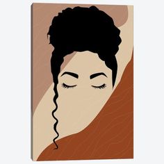 a woman's face with her eyes closed canvas print