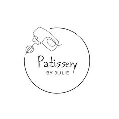 the logo for patissey by julia, which is designed in black and white