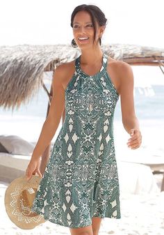 Halter Neck Mini Dress from LASCANA Venus Fashion, Printed Casual Dresses, Formal Dress Shops, Summer Beach Dress, Racerback Dress, Maxi Dress Party, Trendy Dresses, Summer Dresses For Women, Casual Dress