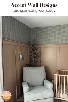 a baby's room with a rocking chair and crib