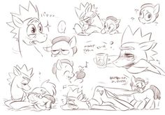 some cartoon character sketches with different expressions