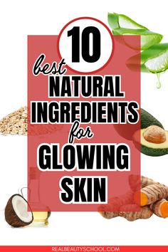 natural ingredients for homemade face masks, avocado, honey, coconut oil, ginger, aloe vera for glowing skin Glowing Skin How To Get Naturally, Natural Products For Skin, Glowing Skin At Home, Naturally Glowing Skin, Lip Care Tips, Skincare For Oily Skin, Homemade Scrub, Clear Glowing Skin