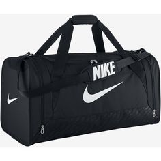 Nike Brasilia 6 (Large) Duffel Bag. Nike.com ($50) ❤ liked on Polyvore featuring bags, duffle bag, duffel bags, nike bag and nike Nike Air Max Ltd, Womens Gym Bag, Nike Backpack, Sporty Street Style, Nike Bags, Travel Duffel, Duffel Bags, Black & White